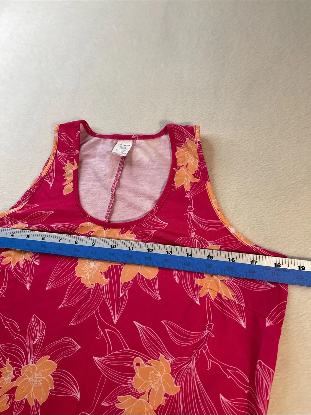 west loop Pink and White Tie-Dye Scoop Neck Top WOMENS SIZE M